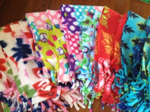 Fleece scarves for the Kids Kloset by Brownie Troop #40187